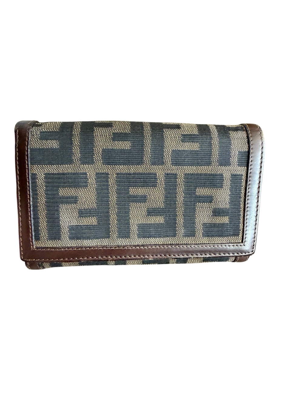 Fendi Tobacco Zucca FF Canvas Brown Leather Wallet Vintage Italy - Picture 2 of 12